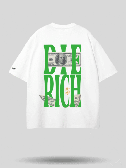 Die Rich Oversized Printed T-Shirt – White by Milliboi