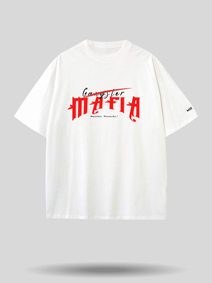Gangster Mafia Oversized Printed T-Shirt – White Gangster Mafia Oversized Printed T-Shirt – White