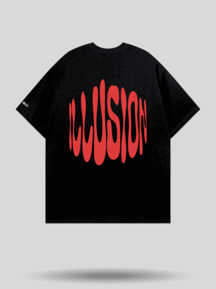 Illusion Oversized Printed T-Shirt – Black color by Milliboi