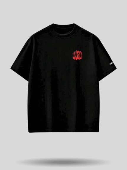Illusion Oversized Printed T-Shirt Black by Milliboi (2)