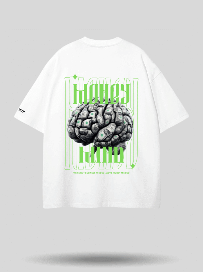 Money Mind Oversized Graphic T-Shirt – Premium White (2)